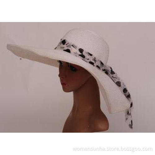 57cm Customized Packable Sun Hat For Church , Paper String